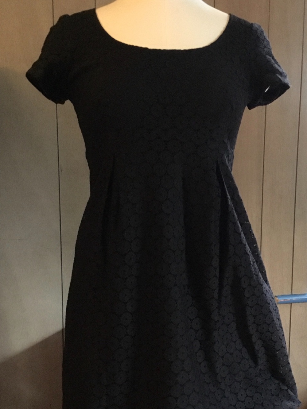 Maurices Black Short Sleeve Lace Fit-and-Flare Mini Dress